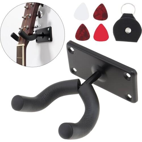 Wall Mount Guitar Hanger Hook Holder Metal Covered Soft Sponge Coat with Guitar Picks Case for Guitar / Violin / Ukulele