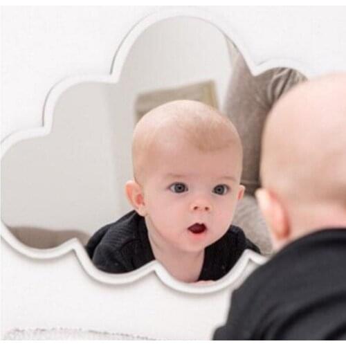 Children Acrylic Wall Mirror with Rope Hanging Baby Room Decorative E style