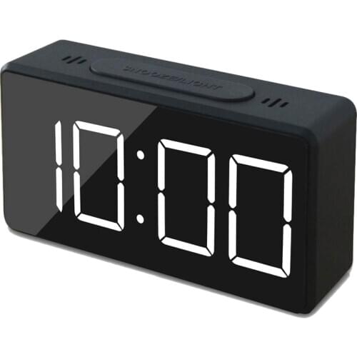 Small Mini Digital Alarm Clock for Travel with LED Time or Temperature Display, Snooze, Adjustable Brightness, Simple Operation