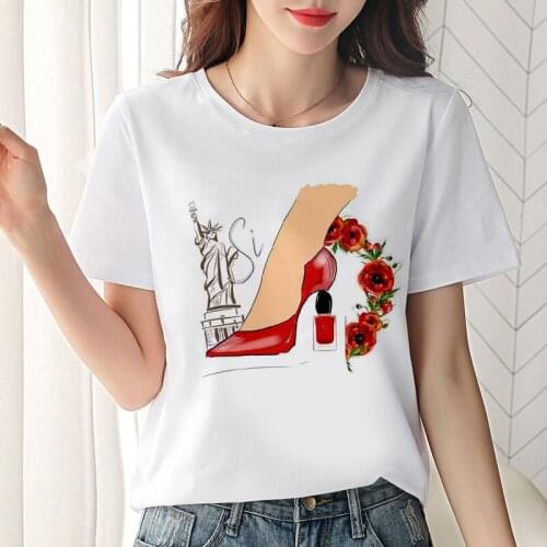 New womens Leisure Tshirt Harajuku Sexy legs Printed T Shirt O-neck Korean version Streetwear white short sleeve female T shirt