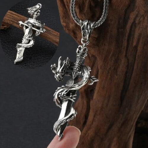 Genuine 100% 925 Silver Dragon Pendant Necklace Sterling Dragon Amulet Powerful Dragon Good Luck Pendant Necklace Jewelry Gifts