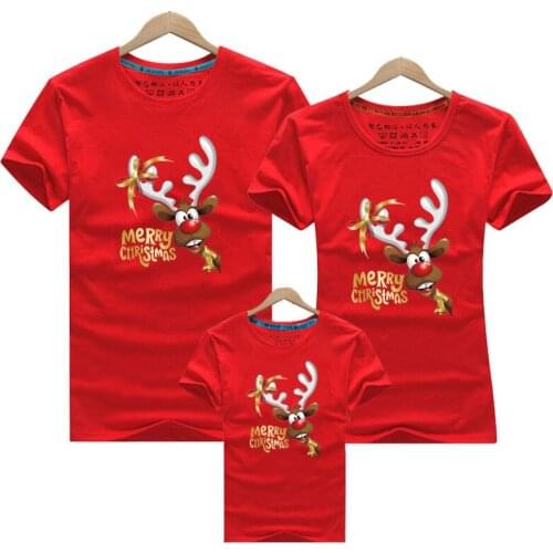 Christmas Clothes Family Matching Tshirt Funny Deer Cartoons Mommy Daddy Daughter Son T-shirt Clothes Mom Dad Kids Baby Outfit
