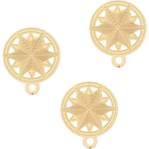 13.5mm Gold tone star Stainless Steel Earring Studs round W/ Stoppers Wedding Ear 10pcs/lot