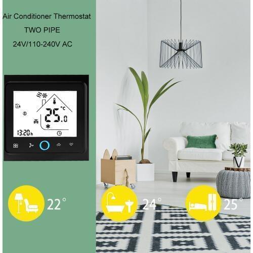 Touch Screen Thermostat for 2 Pipe Fan Coil Units RoomThermoregulator Central Air Conditioner Temperature Controller LCD Display