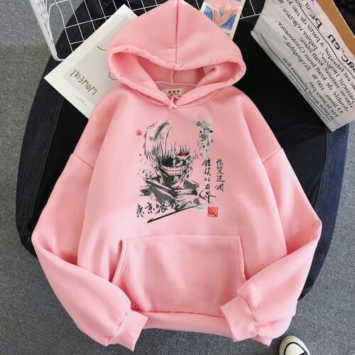 Hoodie Women Loose Kawaii Clothes Tokyo Ghoul 2021 Japanese Anime Hoodies Kaneki Ken Ink Painting Print Korean Tos Unisex Kpop 5