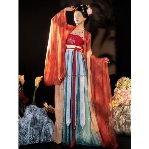 2021 ancient chinese traditional clothing hanfu women girls stage performance folk dance costume vintage costume party wear