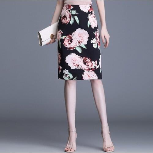 Flower Midi Skirts Female Summer 2021 New One-step Mid-length Sexy Hip Split Flower Color Skirt for Young Women BSQ440
