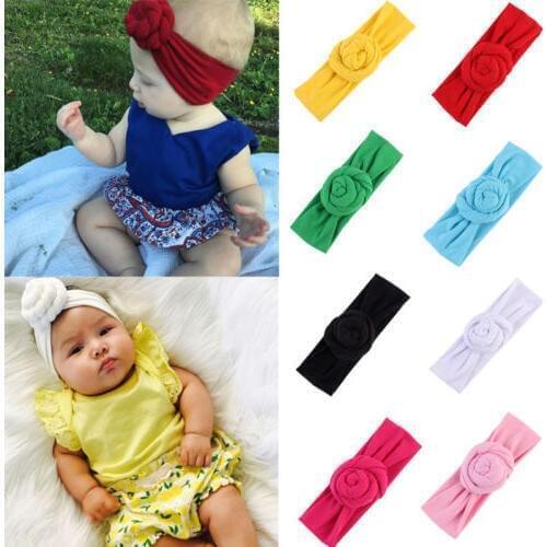 Yundfly Toddler Girls Big Rolled Bow Knotted Headband Baby Kids Hairband Stretch Turban Knot Head Wrap
