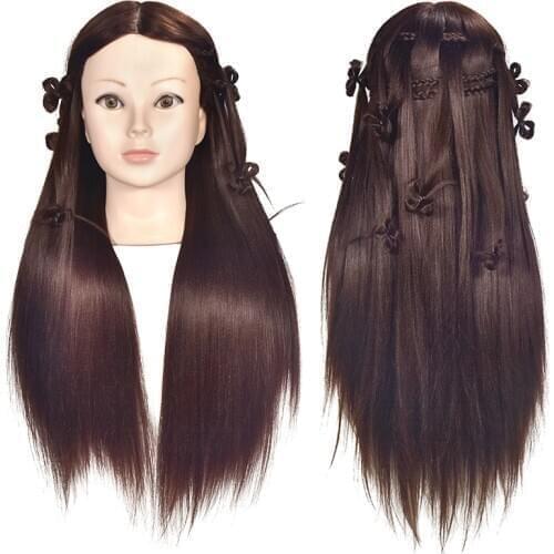 26" Female Head Dolls for Hairdressers Synthetic Hair Mannequin Head Hairstyles Mannequin Hairdressing Styling Training Head