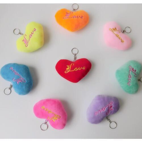 1pc Cute Girls Plush Pompon Love Heart Doll Key Chain Women Trinket Fluffy Pom Pom Keychain On The Bag Charms Wedding Party Gift