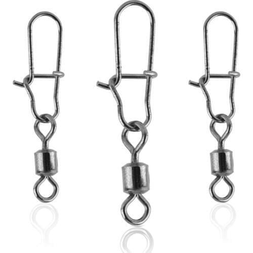 10-100pcs/Lot Ball Bearing Swivels Lock Fishing Stainless Steel Quick Change Swivels with Snap Size Fishing Hook Connector Link