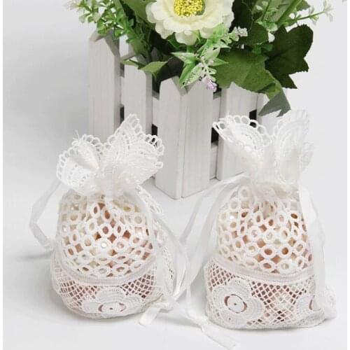 20 Pcs White Handmade Cloth Gift Pack Party Bag Vanilla Baby Shower Sachet Bonbon Organza Wedding Favors Wedding-decoration New