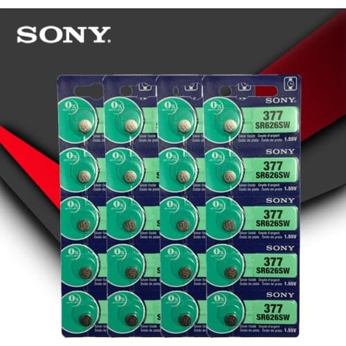 20pc Sony 100% Original 377 SR626SW SR626 AG4 1.55V Silver Oxide Watch Battery SR626SW 377 Button Coin Cell MADE IN JAPAN
