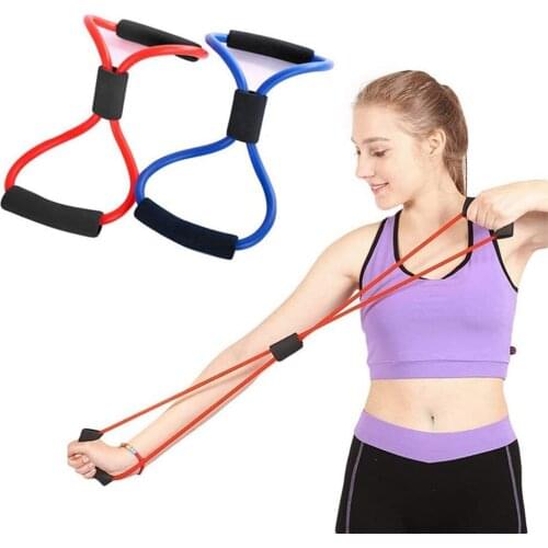 8 Word Rubber Resistance Bands Tension Back Stretch Belt Gym Exercise Muscle Training Tubing Pull Rope Fitness Equipment