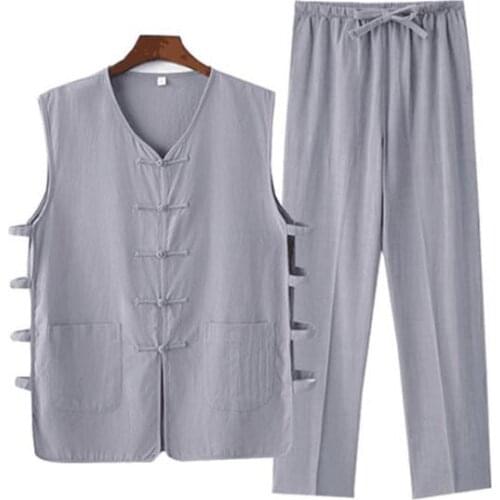 9colors red/blue Summer men cotton&linen wing chun lay zen clothing sets tang suit shaolin monk kung fu wushu uniforms vest