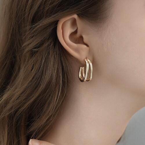 BLIJERY New Elegant Gold Color Geometric Metal Stud Earrings For Women Statement Earring Femme Brincos Jewelry Gift