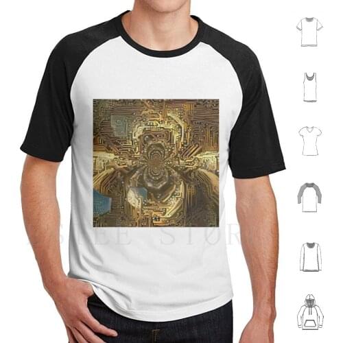Electric Circuit Pattern Fractal T Shirt Men Cotton 6Xl Artificial Background Bionic Board Chip Circuit Computer Concept Cyber