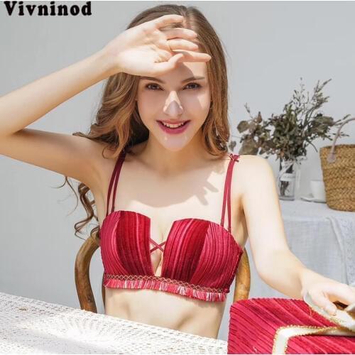 2019 Hot High Quality Velvet Women Underwear Seamless Sexy Tassels Bra Set Comfortable Lingerie Thin Push Up Bra & Brief Sets