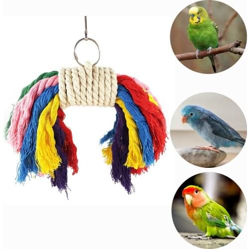 Parrot Toy Pet Bird Chew Rope Funny Bite Resistant Colorful Rope Creative Interactive Bird Cage Toy Bird Toy Claw Grinding Bird