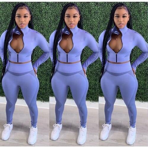 TNNAOFF Aesthetic Elastic Two Piece Tracksuits Women Set zip Long Sleeve coats fashion Pencil Pants Lounge Wear Matching Sets