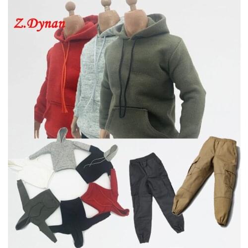 1/6 scale male hooded sweater shirt pants street casual clothes for 12 inches action figures