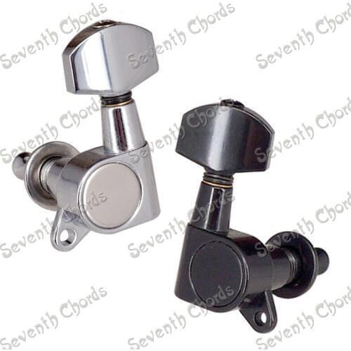 A Set 6 Pcs Chrome 18MM Square Button Sealed Gear Tuning Peg Tuner Machine Head for Guitar accessories parts Musical instrument