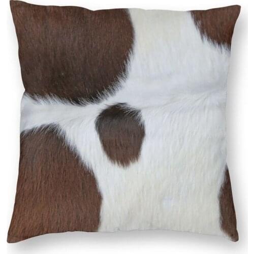Farmhouse Cow Browm Skin Pattern Cushion Covers Sofa Home Decor Cow Cowhide Square Throw Pillow Case 40x40