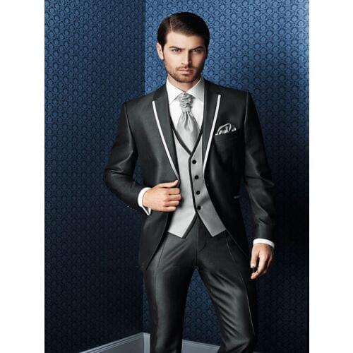 Newest 2020 Mens Wedding Suits Prom Party Groom Tuxedos 3 Piece Set Custom Made Slim Fit Business Male Suit (Blazer+Vest+Pants)