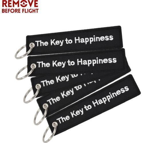 Wholesale Fashion Keychain The Key to Happiness Key Tag Chain Bijoux Keychains for Motorcycles Gift Key Fobs Chaveiro 20 PCS/LOT