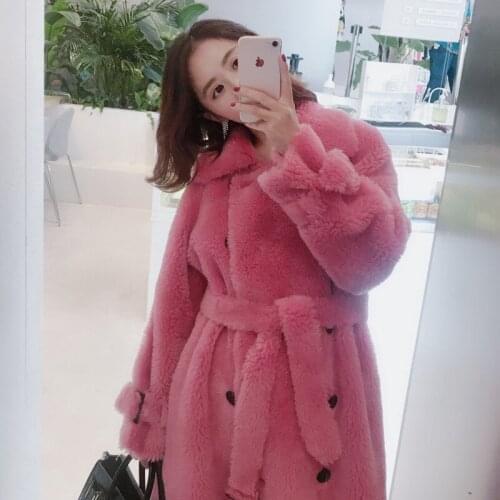 Real Fur Coat Women Lamb Fur Jacket Winter Coat Women Korean Warm Woolen Overcoat Long Abrigos Mujer Invierno 2020