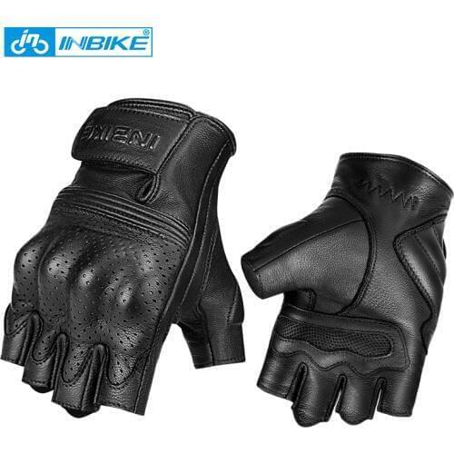INBIKE 2020 Goat Leather Cycling Gloves Summer Half Finger MTB Bike Gloves Men Sport Motorcycle Motorbike Racing Bicycle Gloves