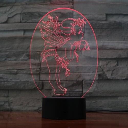 Cupid Lover Gift 3D LED Light Desk Table Halloween Decoration Gift Kid Graduation Holiday USB 7 Colors Change Lava Lamp