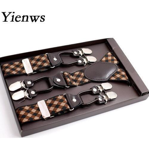 Yienws Mens Suspenders for Trousers Button Pants Braces Man Vintage Commercial Weastern Suspensorio Masculino 125CM YiA027