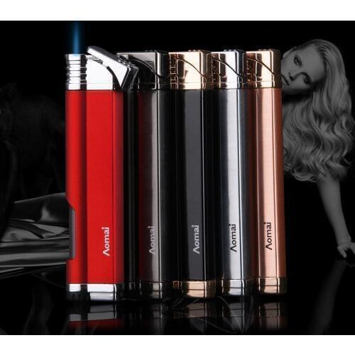 Portable Long Strip Compact Torch Turbine Lighter With Windproof Metal Cigar Lighter 1300 C Cigarette Accessories Butane No Gas
