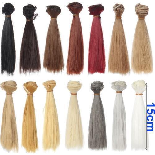 Factory Offer 5cm 15cm 25cm Black blond Brown Khaki White Grey Color Short Straight Doll Wig for BJD Diy Fabric Art Doll Hair