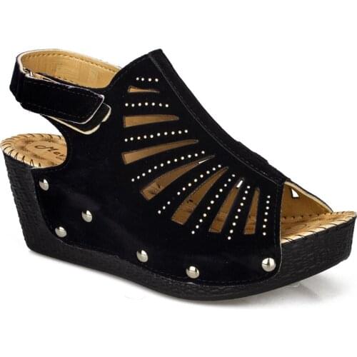 Summer Women High Heels Platform Sandals Stone Embroidered Sparkly Stylish Design Ladies Shoes Gladiator Wedges Sturdy Quality Casual Party Black and Beige Lightweight Robust Durable Comfor Made in Turkey Fashion 2021