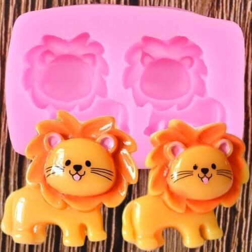 Cartoon Lion Silicone Molds Baby Birthday Cupcake Topper Fondant Cake Decorating Tools Chocolate Candy Polymer Clay Moulds