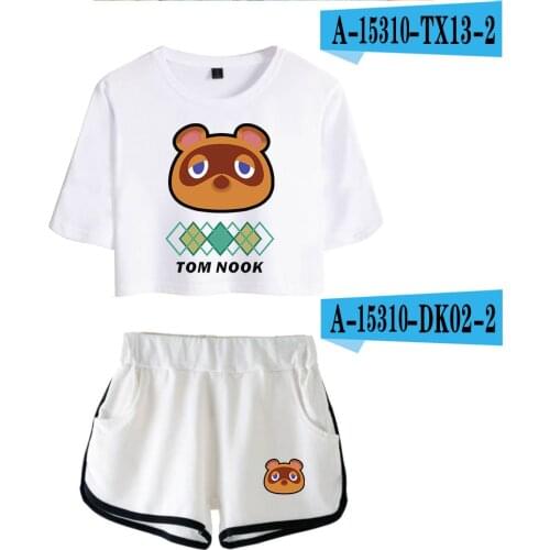 Hip Hop Summer Cool Animal Crossing navel Sport Girls Short Sleeve tracksuit Girls Sexy Two Pieces sets 3D T-shirts shorts Pants