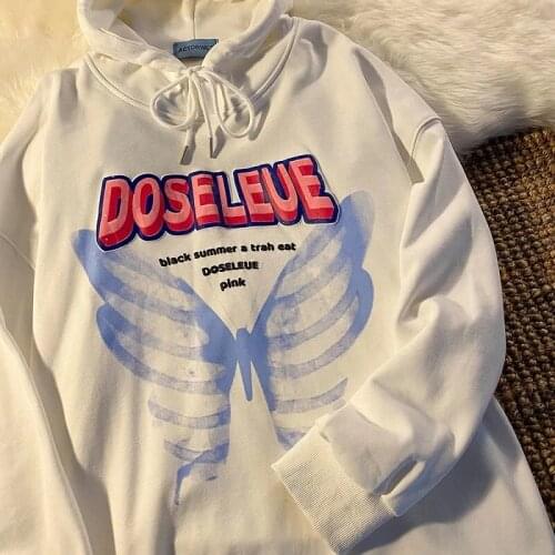 High Street American Retro Hooded Sweater Round Neck Warm Girls Korean Style Loose Punk Long Sleeve Upper Clothes Junk Punk