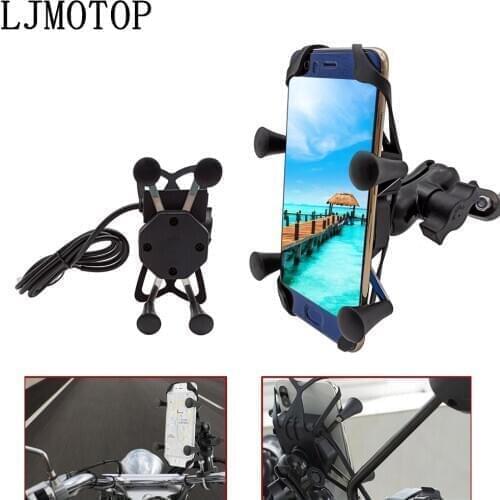 Universal Motorcycle phone holder Chargeable Wired USB 360 Rotation For Ducati HYPERMOTARD 821 939 SP HYPERMOTARD 1100
