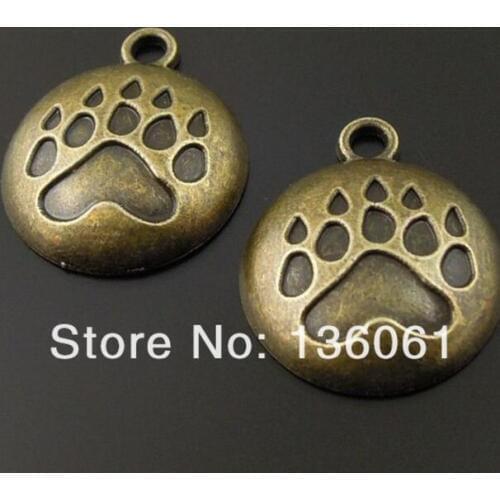 Vintage Bronze Dog Paw Print Cameo Setting House Drum Bullet Tree Poker Cross Gear Gold Anchor Charms Pendants For Bracelets