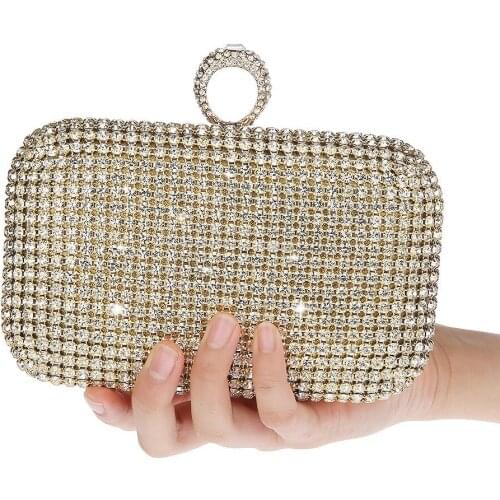 Vintage Women Sliver Beaded Clutch Bag Sequined Diamond Handbag Bridal Wedding Party Metal Clutches Purse Minaudiere Evening Bag
