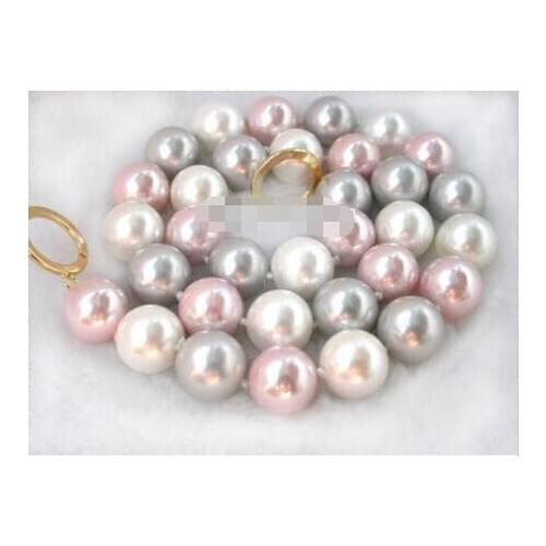 12mm round Multi-color south sea shell pearls necklace