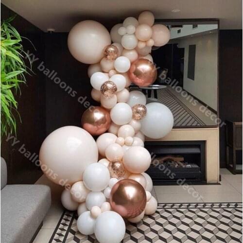 138pcs Peach SKIN Balloons Garland Latex Air Balloon Rose Gold Confetti Birthday Party Wedding Baby Shower Bridal Shower Decor