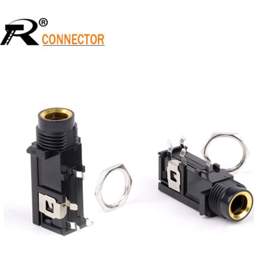 20Pcs/lot 6.35mm Jack stereo female socket connector speaker plug jack audio adapter 4pin microphone headphone