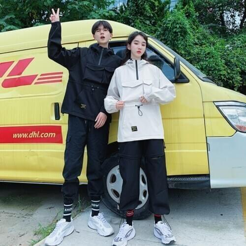 2020 Lovers Wear Hooded Jacket Multi-Pocket Tops Junior High School Students Sports Jackets Sweater Baseball Uniform Windbreaker