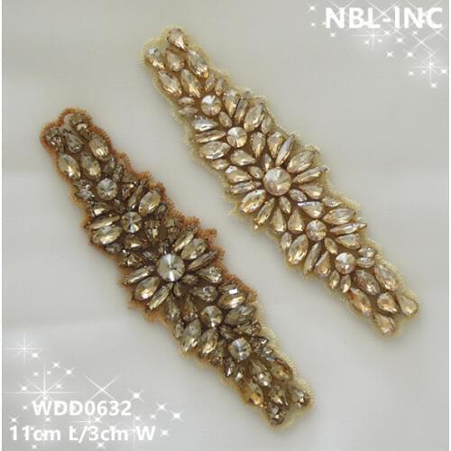 30pcs) Wholesale hand beaded sewing rhinestone applique patch for dresses DIY iron on WDD0632