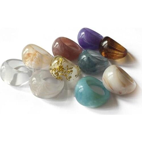 Resin Acrylic Ring For Women Trendy Colourful Transparent Korean Geometric Round Rings Jewelry 2021 New