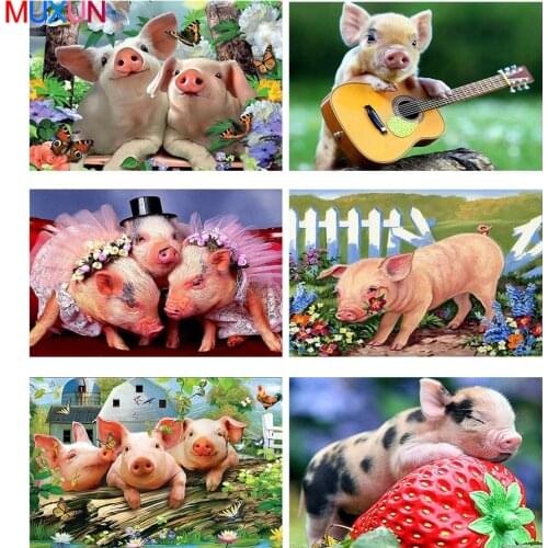 Muxun Diy Diamond Mosaic Pig Diamond Painting Animal Full Square/Round 5D Diamond Embroidery Home Decoration Gift Handmake Rp472