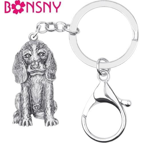 Bonsny Alloy Antique Gold Plated Beagles Dog Keychains Keyring Big Cute Animal Key Chain Jewelry For Women Kids Men Novelty Gift